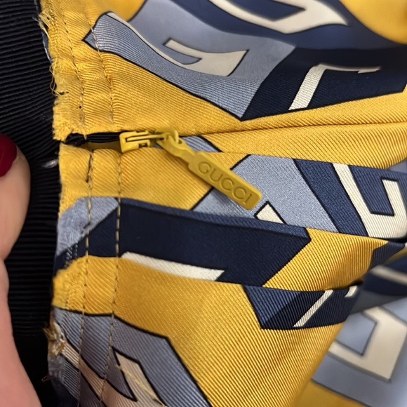 Gucci GG Wallpaper Silk Twill Pleated Skirt, Yellow - Picture 9 of 15